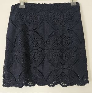 Elegant Navy Lace Skirt